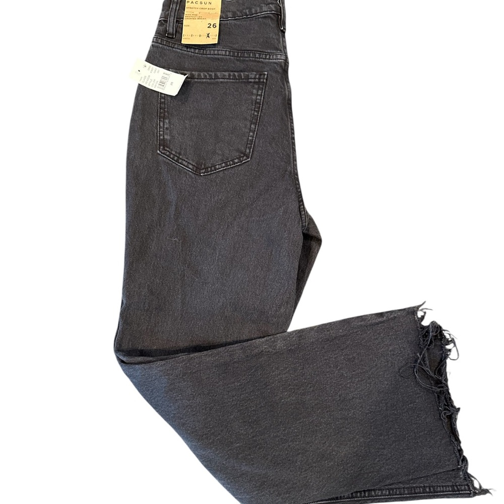 PacSun Black Straight Jeans with Distressed Hem